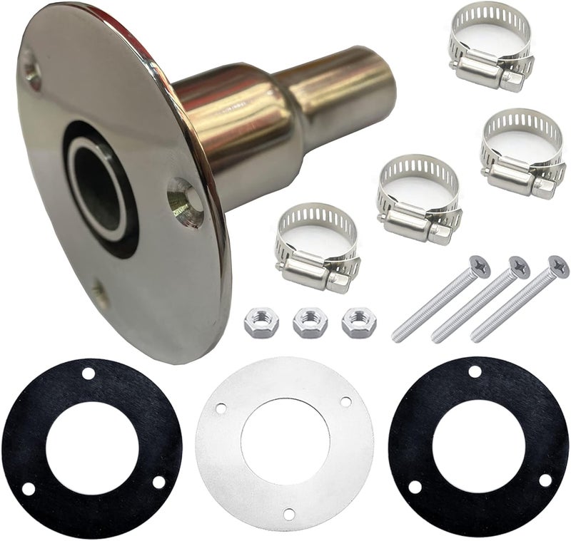 LTEMG Diesel Heater Thru Hull Exhaust Skin,Marine Grade 316 Stainless Steel,Fitting for 24mm Tube Pipe Socket Hardware(Straight) - Image 1